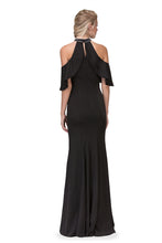 Load image into Gallery viewer, Long mermaid silhouette, adjustable collar for better fit, off shoulder sleeve design, and zipper back #6110