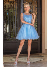 Load image into Gallery viewer, Lace Overlay Bodice Homecoming Dress with Open Back and Full Tulle Skirt Homecoming Dress #3304