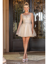 Load image into Gallery viewer, Lace Overlay Bodice Homecoming Dress with Open Back and Full Tulle Skirt Homecoming Dress #3304