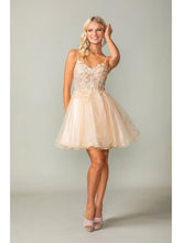 Load image into Gallery viewer, Gleaming Embellished Bodice Skater Dress with Open Crisscross Back #3341