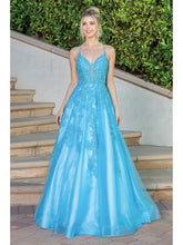 Load image into Gallery viewer, Embroidered Tulle Ball Gown with Spaghetti Straps #4231