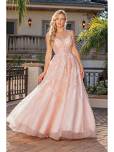 Load image into Gallery viewer, Embroidered Tulle Ball Gown with Spaghetti Straps #4231