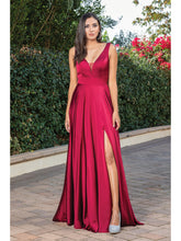 Load image into Gallery viewer, Elegant Satin Evening Gown with Plunging Back and Full Skirt #4304A
