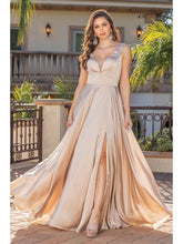 Load image into Gallery viewer, Elegant Satin Evening Gown with Plunging Back and Full Skirt #4304A