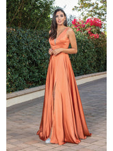 Load image into Gallery viewer, Elegant Satin Evening Gown with Plunging Back and Full Skirt #4304A