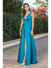 Load image into Gallery viewer, Elegant Satin Evening Gown with Plunging Back and Full Skirt #4304A