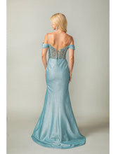 Load image into Gallery viewer, Glitter-Embellished Mermaid Gown with Off-Shoulder Sleeves #4367