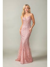 Load image into Gallery viewer, Sleeveless Sequined Lace Gown with Sheer Back and Floor-Length Hem Prom Dress #4371