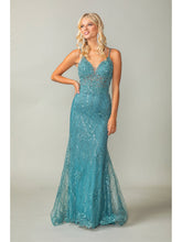 Load image into Gallery viewer, Sleeveless Sequined Lace Gown with Sheer Back and Floor-Length Hem Prom Dress #4371
