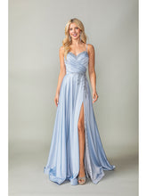 Load image into Gallery viewer, Satin Ball Gown with Embroidered Waist and Lace-up Back Prom Dress #4391
