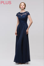 Load image into Gallery viewer, Floor length sweeping chiffon gown, elegant shaped bodice, with illusion top #4909