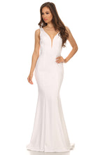 Load image into Gallery viewer, Perfect mermaid silhouette, solid, sleeveless floor length gown with well shaped V-neck #6010