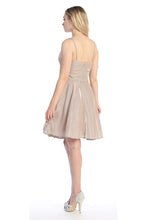 Load image into Gallery viewer, Sweet yet sophisticated — youthful and playful due to the short flared skirt, but elevated by the metallic sheen #6255