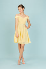 Load image into Gallery viewer, Short Chiffon Dress. Off Shoulder With Satin Strap Placed On Natural Waistline #7622