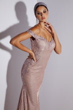 Load image into Gallery viewer, Off shoulder, sweetheart neckline evening gown with mermaid silhouette #9007