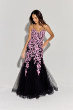 Load image into Gallery viewer, Irredescent Sequin Fitted Gown with Corset Lace-Up and Zipper Back #9696