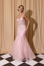 Load image into Gallery viewer, Irredescent Sequin Fitted Gown with Corset Lace-Up and Zipper Back #9696