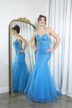 Load image into Gallery viewer, Irredescent Sequin Fitted Gown with Corset Lace-Up and Zipper Back #9696
