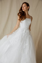 Load image into Gallery viewer, Floor length, A-line silhouette, 3D lace embroidery bodice with boning support #9757