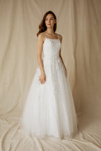 Load image into Gallery viewer, Floor length, A-line silhouette, 3D lace embroidery bodice with boning support #9757