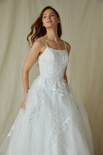 Load image into Gallery viewer, Floor length, A-line silhouette, 3D lace embroidery bodice with boning support #9757