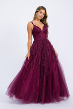 Load image into Gallery viewer, Floor length, A-line silhouette with 3D lace embroidery on the bodice and straps #9858