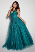 Load image into Gallery viewer, Floor length, A-line silhouette with 3D lace embroidery on the bodice and straps #9858