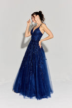 Load image into Gallery viewer, Floor length, A-line silhouette with 3D lace embroidery on the bodice and straps #9858