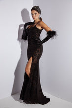 Load image into Gallery viewer, Mermaid Silhouette Gown With Sequin Embellished Flower Lace Design #9889