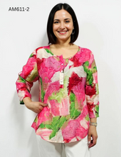 Load image into Gallery viewer, Vibrant Abstract Print 3/4 Sleeve Tunic Blouse #AM611