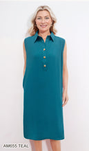Load image into Gallery viewer, Sleeveless Crinkle Shirt Dress with Gold Buttons #AM655