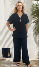 Load image into Gallery viewer, 2-Piece Short Sleeve Zip Tunic & Wide Leg Pants Set #AM733-734