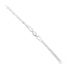 Load image into Gallery viewer, Silver Crystal Halo Tennis Bracelets with Colored Center Stone