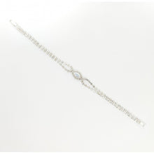Load image into Gallery viewer, Silver Crystal Halo Tennis Bracelets with Colored Center Stone