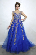 Load image into Gallery viewer, A-line Ball Gown with Gold Embroidery EK115