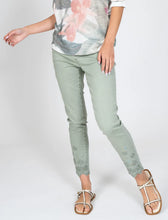 Load image into Gallery viewer, COMFORT ANKLE JEAN WITH SELF EMBROIDERED BOTTOM AND RHINESTONE DETAILS #1047