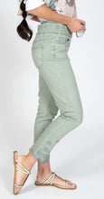 Load image into Gallery viewer, COMFORT ANKLE JEAN WITH SELF EMBROIDERED BOTTOM AND RHINESTONE DETAILS #1047