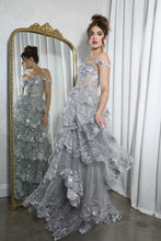 Load image into Gallery viewer, Off Shoulder Ruffled Ball Gown EK102