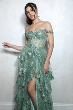 Load image into Gallery viewer, Off Shoulder Ruffled Ball Gown EK102