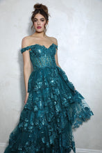 Load image into Gallery viewer, Off Shoulder Ruffled Ball Gown EK102