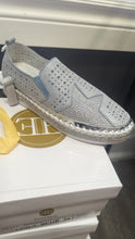 Load image into Gallery viewer, Round toe flat shoe, top layer cow leather upper, crystal accent, and removable LATEX FOAM insole #LCD-7