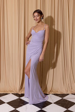 Load image into Gallery viewer, Long flattering fitted glitter spandex jersey, open corset back with open slit #EK116