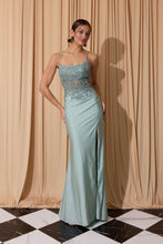 Load image into Gallery viewer, Form-fitting / sheath silhouette with a fitted bodice that flows into a sleek skirt #EK129