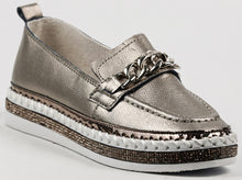 Load image into Gallery viewer, Round toe flat shoe, crystal accent, removable LATEX FOAM insole, flexible rubber outsole Share #LCH-18