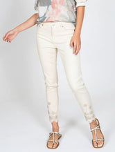 Load image into Gallery viewer, COMFORT ANKLE JEAN WITH SELF EMBROIDERED BOTTOM AND RHINESTONE DETAILS #1047