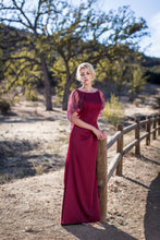 Load image into Gallery viewer, Sheath silhouette satin gown w/ attached rhinestone shawl #7003
