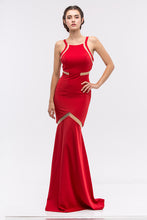 Load image into Gallery viewer, Solid sleeveless mermaid style prom dress with sheet paneling and low back #6011
