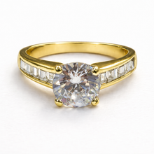 Load image into Gallery viewer, Round Clear Cubic Zirconia Ring with Baguette Side Stones #13032
