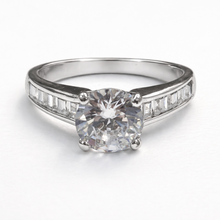 Load image into Gallery viewer, Round Clear Cubic Zirconia Ring with Baguette Side Stones #13032
