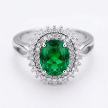 Load image into Gallery viewer, Oval Halo Colored Gemstone Ring in Sterling Silver #13393
